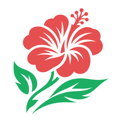 Tropical Hibiscus Vector Silhouette Emblem, ai generated