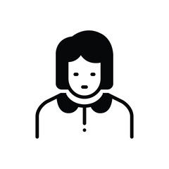 Black solid icon for girl