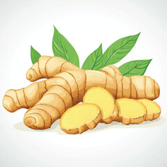 a ginger root with slice