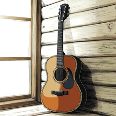 Fototapeta premium a guitar leaning