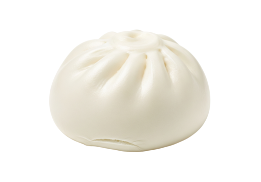 Delicious Steamed Baozi (Chinese Bun) Isolated on White Background. Traditional Asian Food & Dim Sum Delicacy.