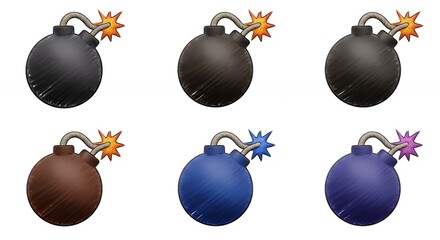 Colored bomb icons vector graphics