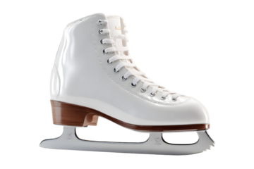 Elegant white figure skate showcasing precision craftsmanship on a transparent backdrop