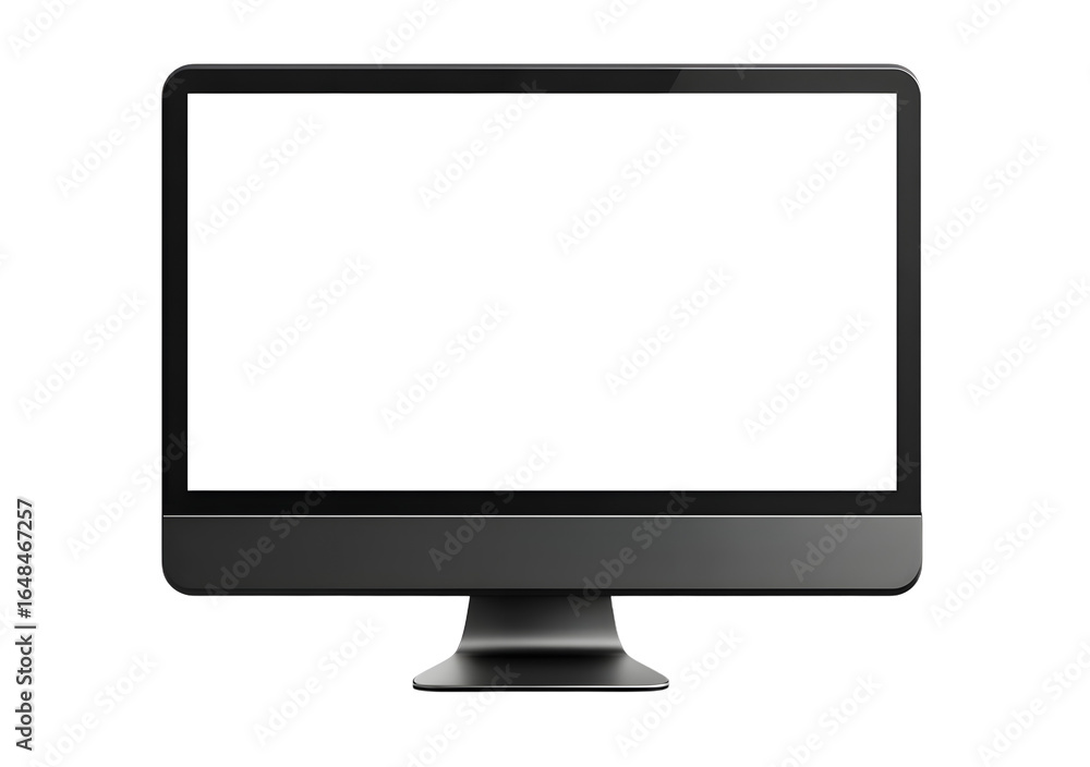 Poster modern computer monitor with blank screen isolated on transparent background