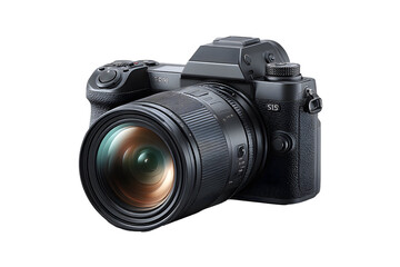 Naklejka premium Professional Full Frame Mirrorless Camera isolated on transparent background for product presentation