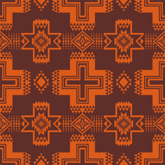 Modern Native American pattern. Vector brown color aztec southwestern Navajo geometric shape seamless pattern. Ethnic geometric pattern use for fabric, textile, home decoration elements, upholstery.