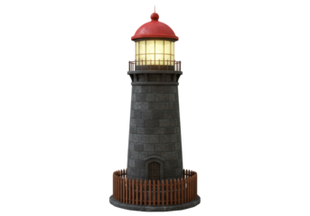 Isolated Lighthouse with Glowing Light - Navigation and Guidance