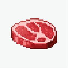 Obraz premium Pixel Art Raw Meat Steak Illustration