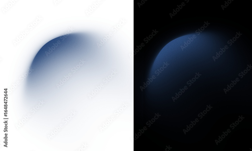 Poster abstract rendering of two blue spheres against a black background space isolated on transparent back