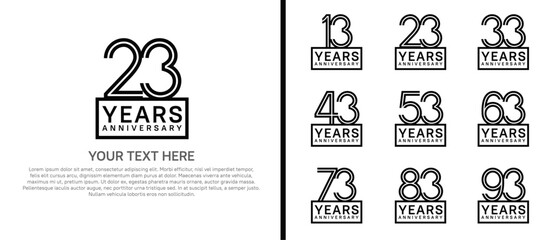 Obraz premium logo anniversary set. black color with square on white background for special event