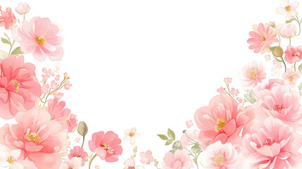 Fototapeta premium Elegant flat pink floral elements with subtle