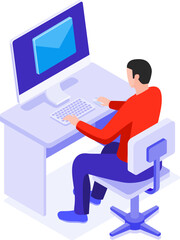 Isometric Office Workplace and Business Icons Vector