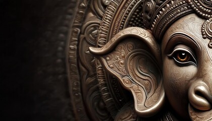 Happy Ganesh Chaturthi Beautiful Ganesha Close-Up Statue Wallpaper