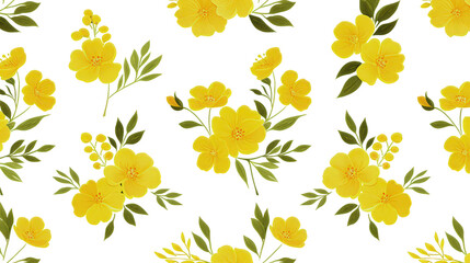 Elegant seamless floral pattern with yellow flowers
