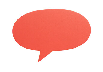 Red speech bubble isolated on transparent background, symbolizing communication, dialogue, and ideas