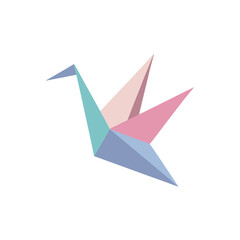 Elegant origami crane in soft pastel colors symbolizes peace and hope, perfect for delicate design projects