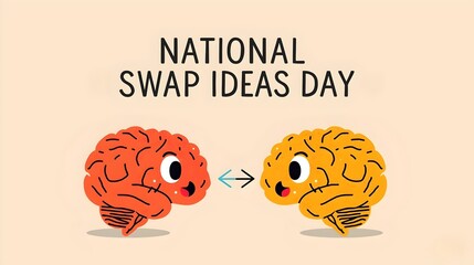  National Swap Ideas Day Concept with Two Brains Exchanging Knowledge and Creative Thoughts