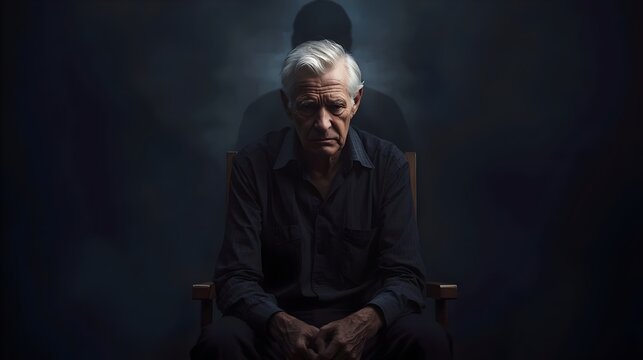  World Alzheimer’s Day Concept with Elderly Man in Dark Room Experiencing Memory Loss - Powered by Adobe