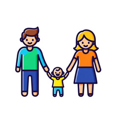 Happy Family Illustration A colorful depiction of a smiling family of three, representing love, togetherness, and the joy of parenthood, perfect for family-related themes and concepts.