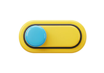 Isolated 3D Render of a Yellow Toggle Switch with Blue Button, On-Off Control Icon