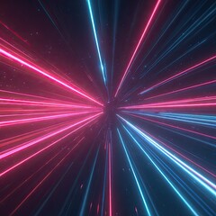 Naklejka premium Neon lines radiating from a central point in space