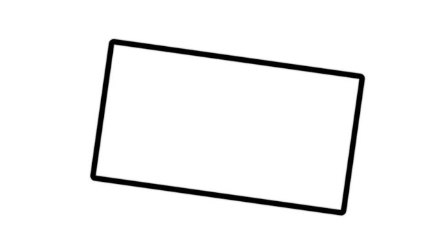 Abstract background simple line animation on black background. rectangle frem icon