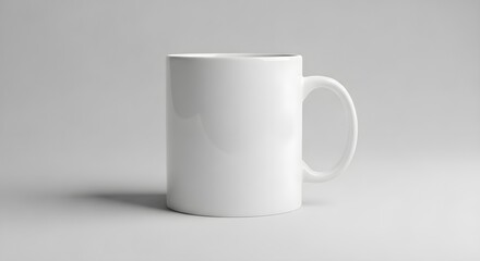 Fototapeta premium Pristine white ceramic mug, a versatile Mockup Mug White, offers a clean canvas for custom designs, branding, and product showcases.