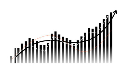 Business Growth and Data Analytics Chart – Rising Bar Graph with Trend Lines