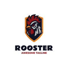 Mascot Rooster Shield Logo Design