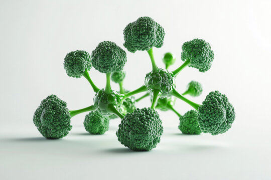 Abstract 3D render of broccoli molecular structure