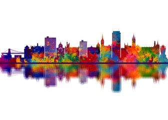 Obraz premium Aberdeen Scotland Skyline. Cityscape Skyscraper Buildings Landscape City Downtown Abstract Landmarks Travel Art