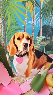 A beagle dog craft animal mammal plant.