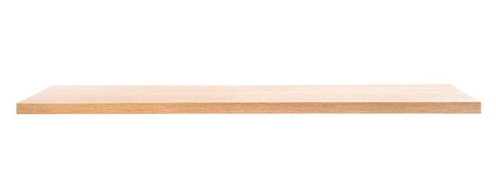 wooden table top, front view. isolated white background