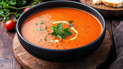 A flying bowl of ribollita soup, freeze motion, balanced composition, earthy tones, copy space, advertising background