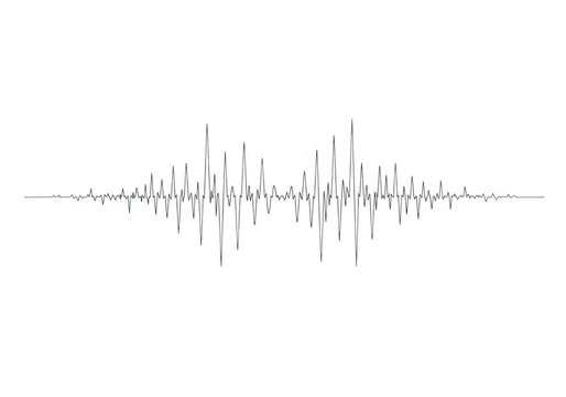 Abstract sound wave graphic with a pulsating rhythm, representing audio frequency and signal, isolated on transparent background