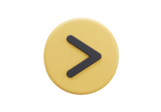 Isolated Yellow Circle with Black Right Arrow for Next or Play