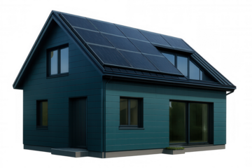 Green residential complex highlighting solar panel integration, demonstrating sustainable architecture and clean energy implementation