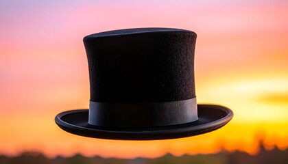 Black top hat against sunset