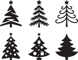 Chic Christmas tree icons for festive holiday design