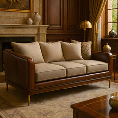 Fototapeta premium Elegant sofa furnishing luxurious living room interior