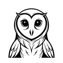 Majestic perfectly balanced barn owl illustration featuring prominent large eyes and intricate feather detail
