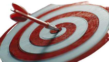 Red arrow dart precisely centered in a circular target