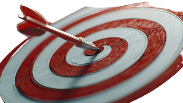 Red arrow dart precisely centered in a circular target
