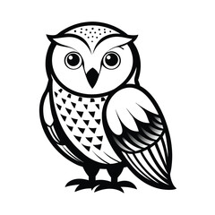 Detailed vector illustration of a perfectly balanced barn owl with striking large eyes and intricate feather details