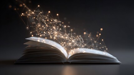 Open Book Showing Glowing Network Connectivity Great for Education Concepts