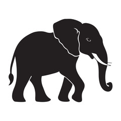 Fototapeta premium Black silhouette of an African elephant with tusks in side view vector illustration