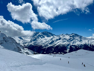 Ski Slopes with Panoramic View of the Swiss Alps in Verbier, Valais, Switzerland