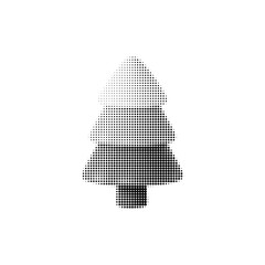 Modern geometric Christmas tree vector illustration in halftone black and white style. Minimal holiday symbol, perfect for cards, posters, packaging, and elegant seasonal designs.