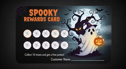 Spooky rewards card encourages customer loyalty with fun Halloween theme and free potion prize