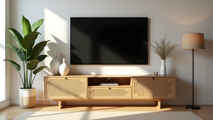 Stylish Contemporary Room with Wall Mounted Television